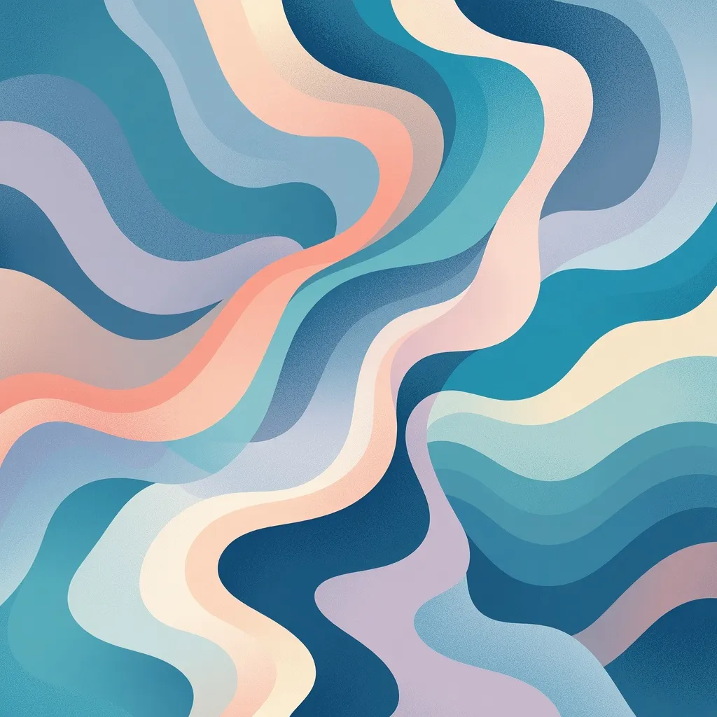 Abstract illustration of gentle movement paths around a workspace area